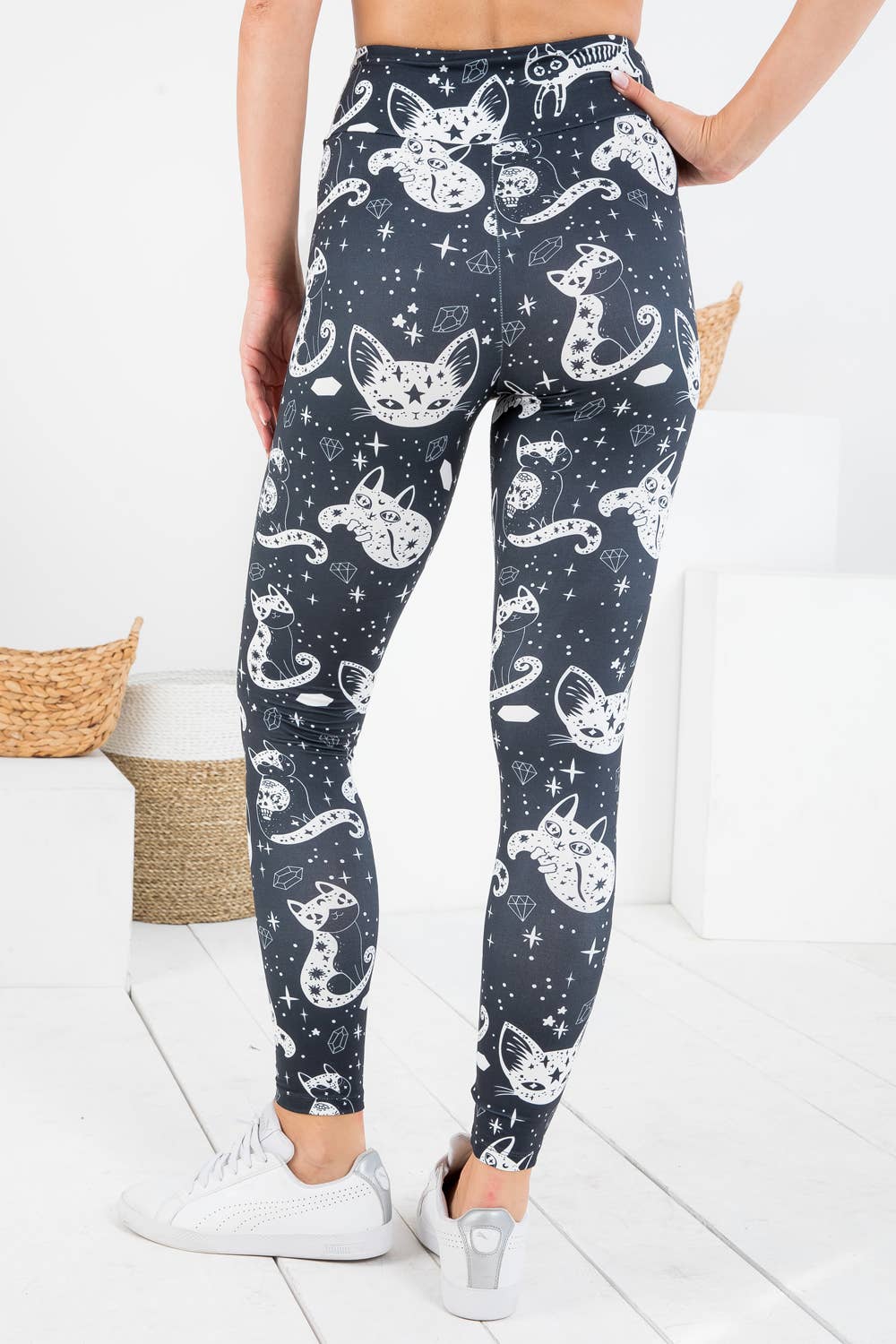 Cat With Crystal Print Leggings